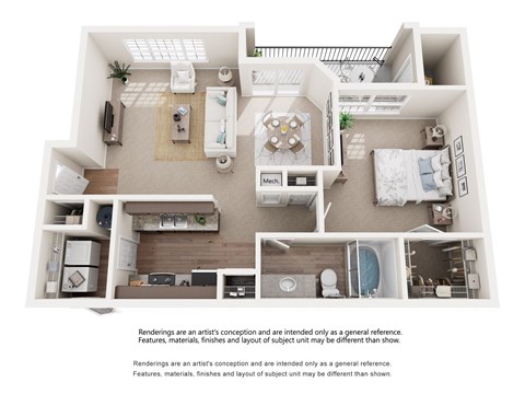 Floor plan for 1 bed, 1 bath, 823 sqft